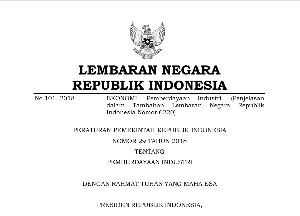 Peraturan Pemerintah (PP) Nomor 29 Tahun 2018